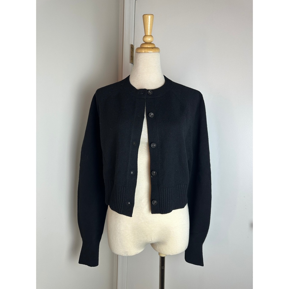 COS Merino Wool Cropped Cardigan Womens XS Black Excellent - Picture 3 of 4